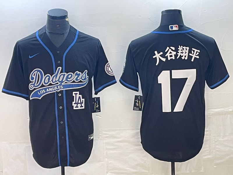 Men Los Angeles Dodgers #17 Ohtani Black Nike Game MLB Jersey style 12
